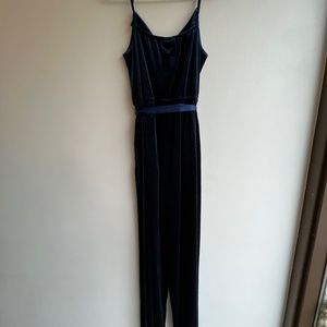 Navy blue velvet jumpsuit